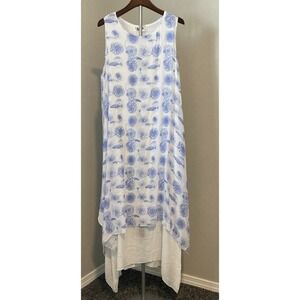 India Boutique Womens Gauzy Blue & White Fish Print‎ One Size
